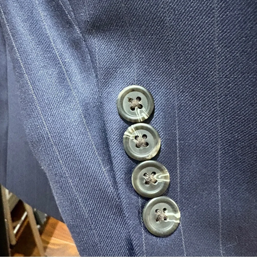 Ralph Lauren Navy Pinstripe Suit 42R and 36/30 pants - slightly imperfect cuff